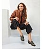 Antonio Melani Alexandra Twill High Rise Wide Leg Raw Hem Cropped Chino Pants, Color:Black - Image 5