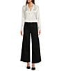 Antonio Melani Alexandra Twill High Rise Wide Leg Raw Hem Cropped Chino Pants, Color:Black - Image 3