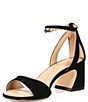 Color:Black - Image 4 - Alice Suede Peep Toe Block Heel Sandals