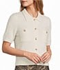 Antonio Melani Amina Button Front Short Sleeve Collar Sweater - Image 1