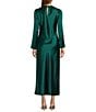 Antonio Melani Asher Satin Crew Neck Long Sleeve Maxi Dress, Color:Emerald - Image 2