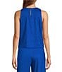 Color:Riptide - Image 2 - Audrey Woven Stretch Linen Blend Round Neck Sleeveless Coordinating Top