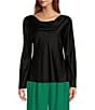 Antonio Melani Avalynn Silk Charmeuse Scoop Neck Long Sleeve Blouse, Color:Black - Image 1