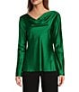 Antonio Melani Avalynn Silk Charmeuse Scoop Neck Long Sleeve Blouse, Color:Pine - Image 1