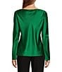 Antonio Melani Avalynn Silk Charmeuse Scoop Neck Long Sleeve Blouse, Color:Pine - Image 2