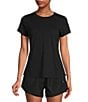 Color:Pure Black - Image 1 - Active Balance Moisture Wicking Relaxed Crew Neck Short Sleeve Coordinating Shirt