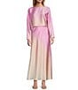 Antonio Melani Coordinating Bella A-Line Ombre Satin Midi Skirt, Color:Pink Ombre - Image 3