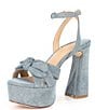 Color:Medium Blue - Image 4 - Bindi Denim Bow Platform Dress Sandals