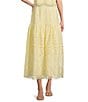 Antonio Melani Coordinating Blake Eyelet Drop Waist Midi Skirt, Color:Butter - Image 1