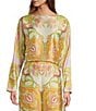 Antonio Melani Coordinating Blyss Boat Neck Long Sleeve Blouse, Color:Pink/Green - Image 1
