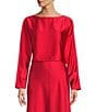 Antonio Melani Blyss Boat Neck Long Sleeve Coordinating Satin Blouse, Color:Scarlet - Image 1