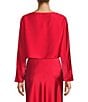 Antonio Melani Blyss Boat Neck Long Sleeve Coordinating Satin Blouse, Color:Scarlet - Image 2