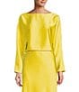 Antonio Melani Blyss Boat Neck Long Sleeve Coordinating Satin Blouse, Color:Sunshine - Image 1