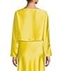 Antonio Melani Blyss Boat Neck Long Sleeve Coordinating Satin Blouse, Color:Sunshine - Image 2
