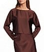 Antonio Melani Blyss Boat Neck Long Sleeve Coordinating Satin Blouse - Image 1