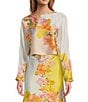 Antonio Melani Coordinating Blyss Floral Print Boat Neck Long Sleeve Blouse, Color:Peach Floral - Image 1
