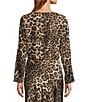 Antonio Melani Blyss Leopard Print Satin Boat Neck Long Sleeve Coordinating Blouse, Color:Leopard - Image 2