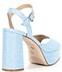 Color:Cornflower Blue - Image 2 - Bonny Raffia Platform Block Heel Sandals