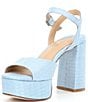 Color:Cornflower Blue - Image 4 - Bonny Raffia Platform Block Heel Sandals