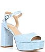 Color:Cornflower Blue - Image 1 - Bonny Raffia Platform Block Heel Sandals