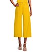 Color:Citron Yellow - Image 1 - Brenda Coordinating Flat Front Cropped Wide Leg Pants