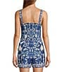 Antonio Melani Britani Blue Tile Print Sweetheart Neck Sleeveless Coordinating Blouse, Color:Blue Tile - Image 2