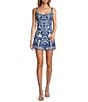 Antonio Melani Britani Blue Tile Print Sweetheart Neck Sleeveless Coordinating Blouse, Color:Blue Tile - Image 3