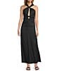 Antonio Melani Bronwyn Linen Blend Halter Neck Sleeveless A-Line Maxi Dress, Color:Black - Image 1