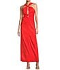 Antonio Melani Bronwyn Linen Blend Halter Neck Sleeveless A-Line Maxi Dress, Color:Tomato - Image 1
