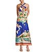 Antonio Melani Bronwyn Linen Blend Ocean Print Halter A-Line Dress, Color:Ocean Print - Image 1