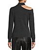 Color:Charcoal - Image 2 - Brooke Cut-Out Mock Neck Long Sleeve Cashmere Sweater