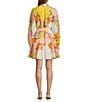 Antonio Melani Brynn Floral Print Dress Mock Neck Long Sleeve Self-Tie Button Front Dress, Color:Peach Floral - Image 2