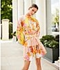 Antonio Melani Brynn Floral Print Dress Mock Neck Long Sleeve Self-Tie Button Front Dress, Color:Peach Floral - Image 4