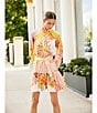 Antonio Melani Brynn Floral Print Dress Mock Neck Long Sleeve Self-Tie Button Front Dress, Color:Peach Floral - Image 5