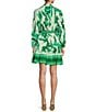 Color:Green Floral - Image 2 - Brynn Printed Voile Mock Neck Long Sleeve Shirt Dress