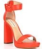 Color:Tomato - Image 1 - Caci Leather Ankle Wrap Dress Sandals
