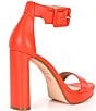 Color:Tomato - Image 2 - Caci Leather Ankle Wrap Dress Sandals