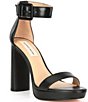 Color:Black - Image 1 - Caci Leather Ankle Wrap Dress Sandals