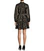 Color:Black/Gold - Image 2 - Camila Chiffon Mock Neck Long Sleeve Button Front Dress