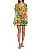 Antonio Melani Chappell Tropical Printed Smocked Babydoll Dress, Color:Flamingo - Image 1