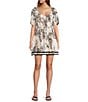 Antonio Melani Chappell Printed Toile Sweatheart Short Sleeve Dress, Color:Black Toile - Image 1