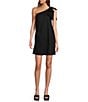 Antonio Melani Charlie Linen Blend One Shoulder Shift Dress, Color:Black - Image 1