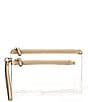 Color:Gold - Image 1 - Clear Double Pocket Wristlet