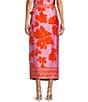 Color:Mandarin Flower - Image 2 - Clio Floral Printed Satin Coordinating Wrap Midi Skirt
