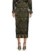 Antonio Melani Clio Motif Printed Satin High Rise Wrap Sheath Midi Coordinating Skirt, Color:Green Motif - Image 2