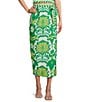 Color:Fern/Ivory - Image 1 - Clio Printed Coordinating Linen Blend Skirt