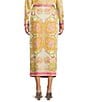 Antonio Melani Clio Satin Printed Wrap Coordinating Skirt, Color:Pink/Green - Image 2