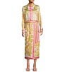 Antonio Melani Clio Satin Printed Wrap Coordinating Skirt, Color:Pink/Green - Image 3