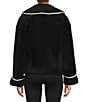 Antonio Melani Collared Long Sleeve Contrast Stitching Shearling Teddy Jacket - Image 3