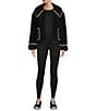 Antonio Melani Collared Long Sleeve Contrast Stitching Shearling Teddy Jacket - Image 4